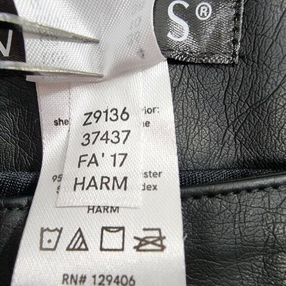 Venus Pants Womens 4 Black Faux Leather Mid Rise Skinny Ankle Stretch Side Zip - Picture 5 of 12